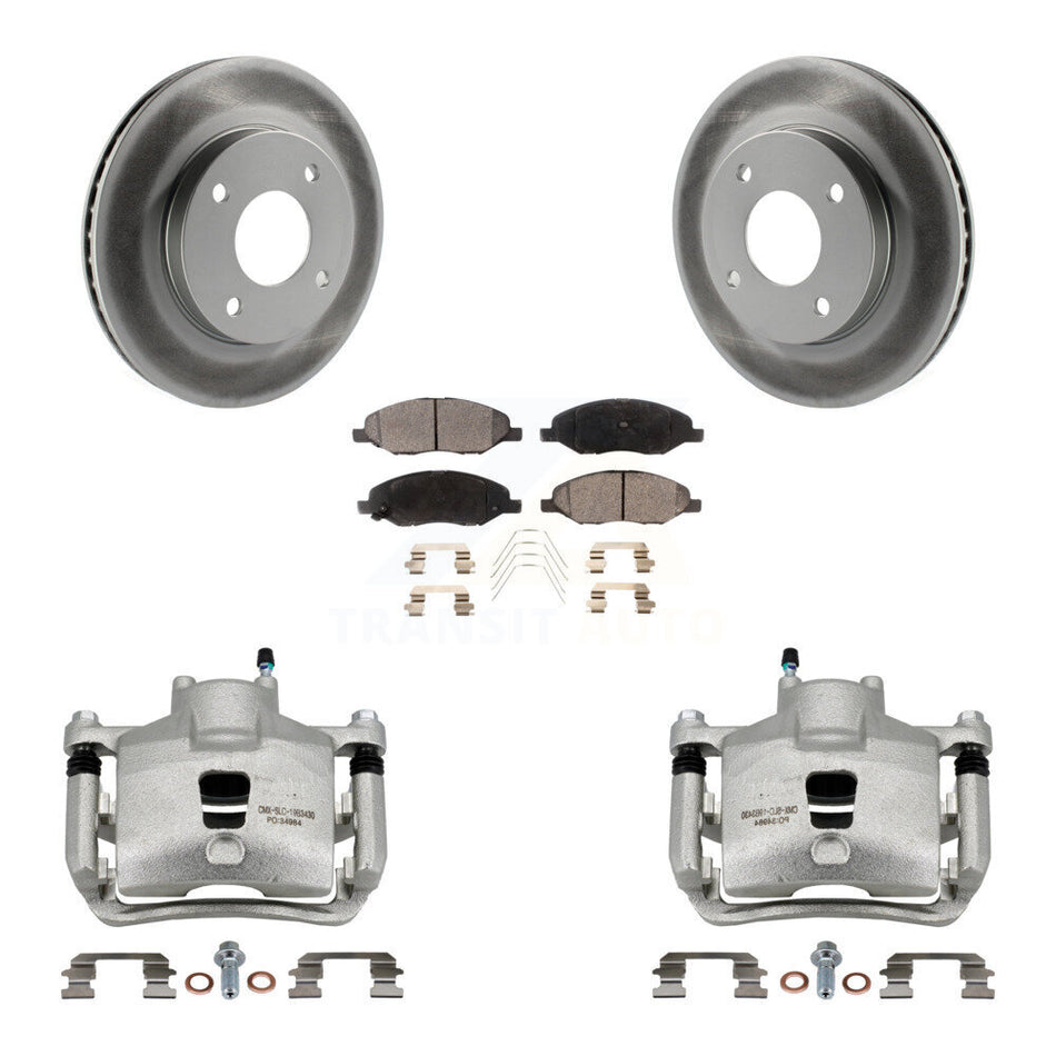 Front Disc Brake Caliper Coat Rotors And Ceramic Pad Kit For 2009-2011 Nissan Versa 1.6L KCG-100744T