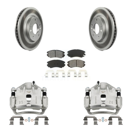 Front Disc Brake Caliper Coat Rotors & Semi-Metallic Pad Kit For 2010-2011 Kia Soul 2.0L KCG-100745S