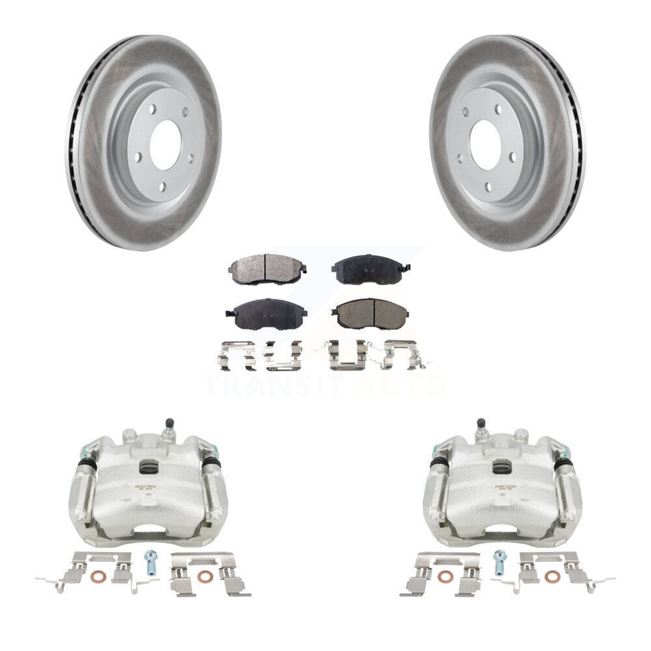Front Disc Brake Caliper Coated Rotors And Ceramic Pads Kit For Nissan Sentra Juke KCG-100745T
