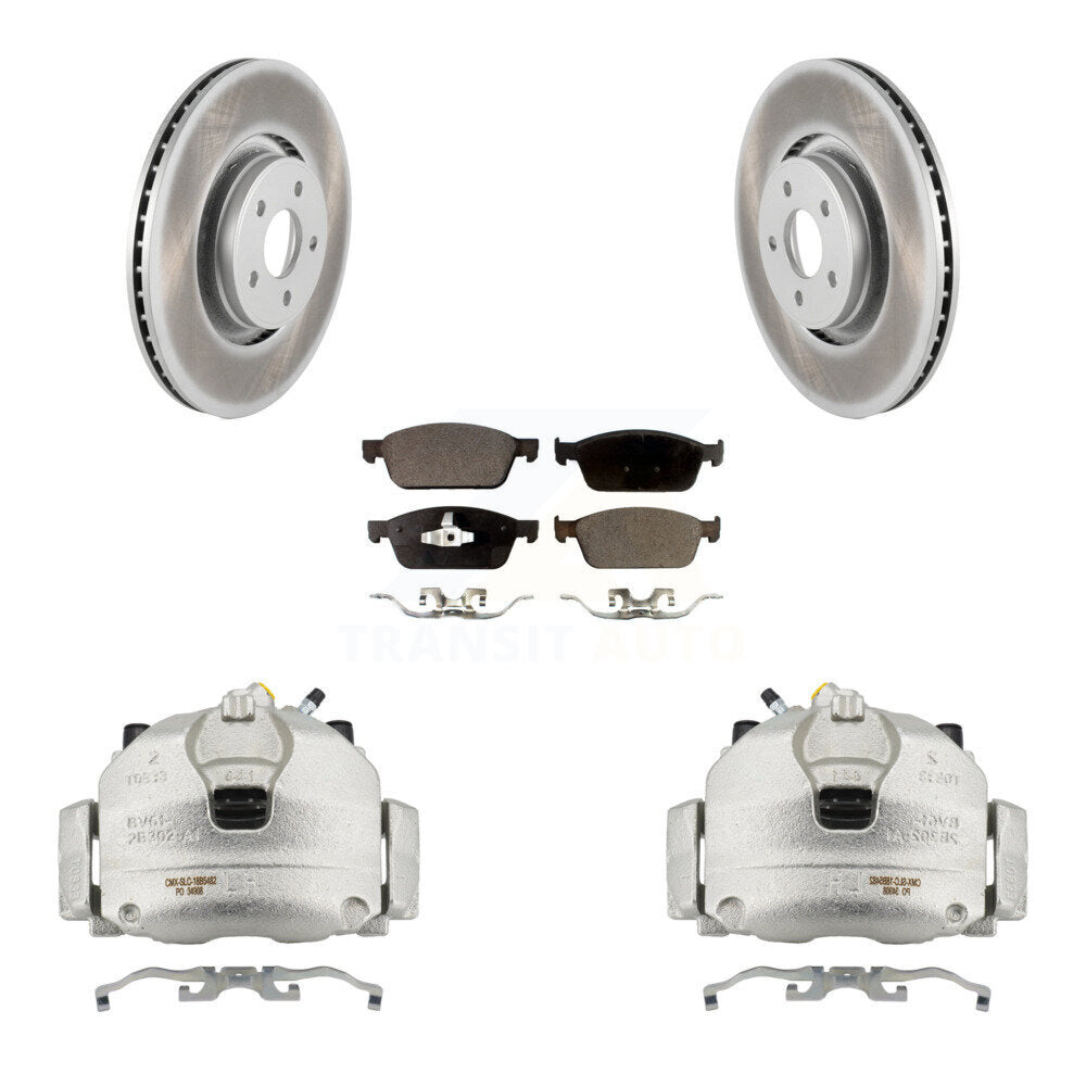 Front Disc Brake Caliper Coated Rotors And Semi-Metallic Pads Kit For Lincoln MKC KCG-100746P