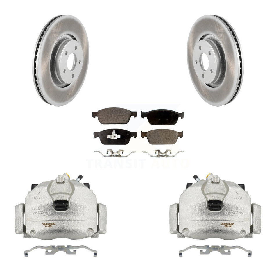 Front Disc Brake Caliper Coated Rotors And Semi-Metallic Pads Kit For Lincoln MKC KCG-100746P