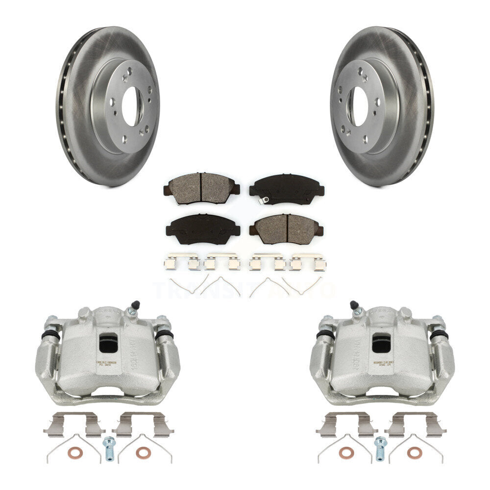 Front Disc Brake Caliper Coated Rotor And Semi-Metallic Pad Kit For 2011-2015 Honda CR-Z KCG-100748S