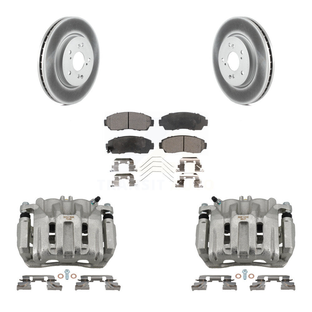 Front Disc Brake Caliper Coat Rotors And Ceramic Pad Kit For Honda CR-V Crosstour Accord KCG-100748T