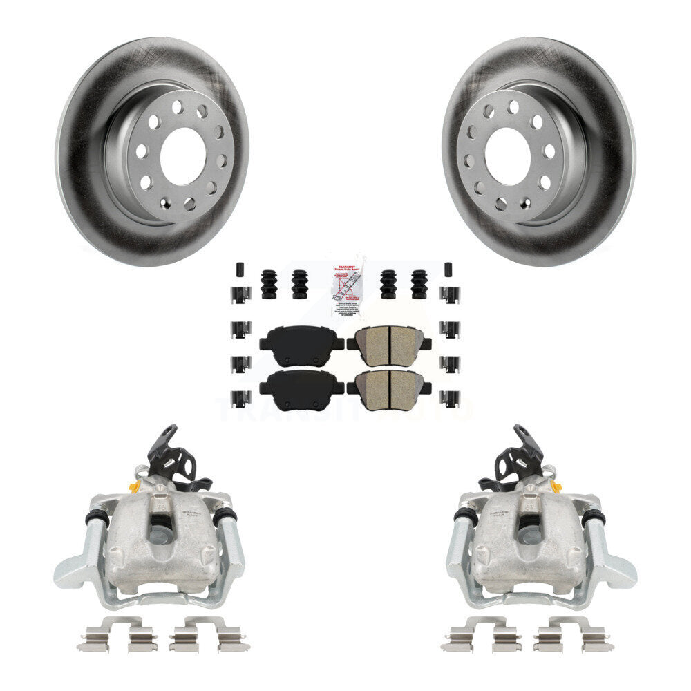 Rear Disc Brake Caliper Coated Rotors And Semi-Metallic Pads Kit For 2010 Volkswagen Jetta TDI Cup Edition with 2.0L DIESEL engine With 272mm Diameter Rotor KCG-100749N by Transit Auto