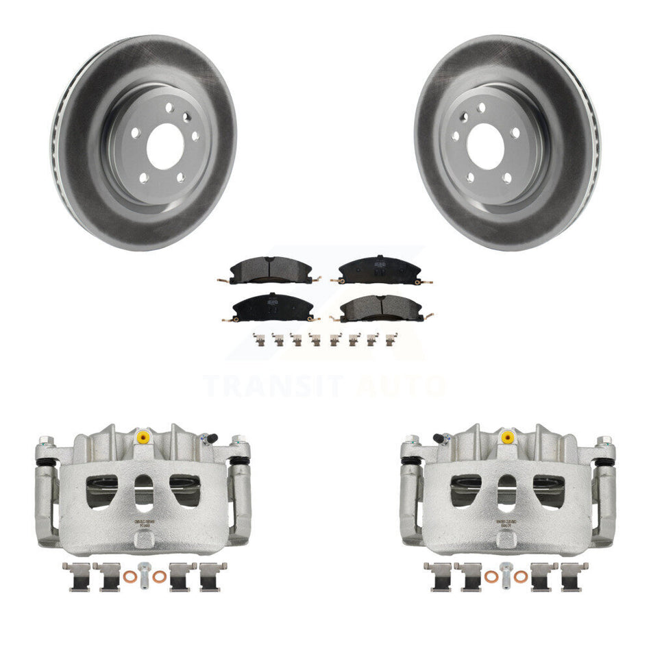 Front Disc Brake Caliper Coat Rotor & Semi-Metallic Pad Kit For 2013 Ford Explorer Sport KCG-100749P