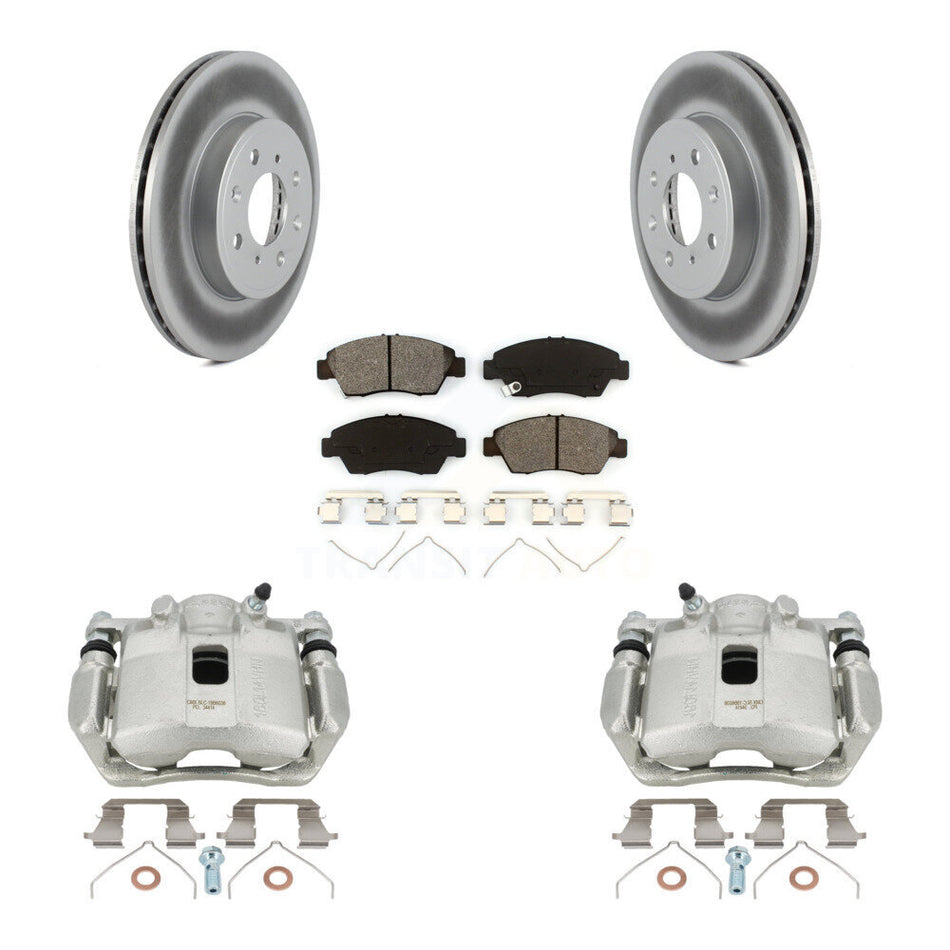 Front Disc Brake Caliper Coated Rotors And Semi-Metallic Pad Kit For 2015-2020 Honda Fit KCG-100749S