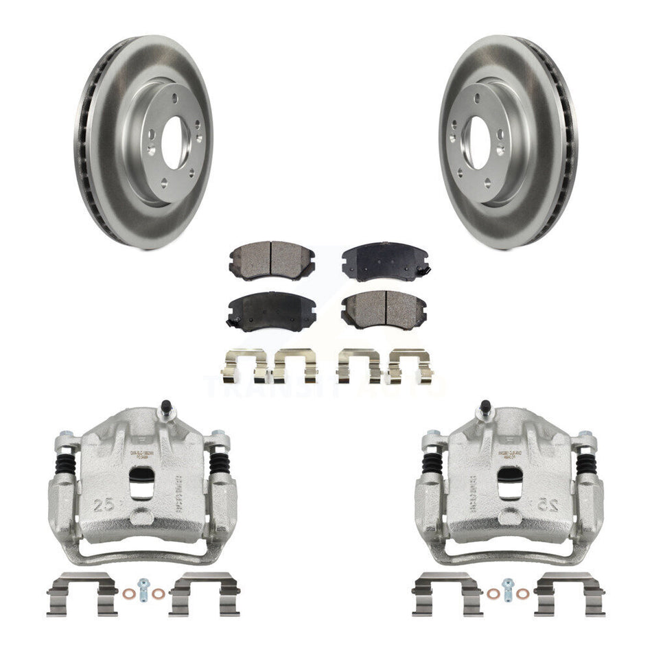 Front Disc Brake Caliper Coated Rotors And Ceramic Pads Kit For 2010-2011 Kia Soul 2.0L KCG-100750T