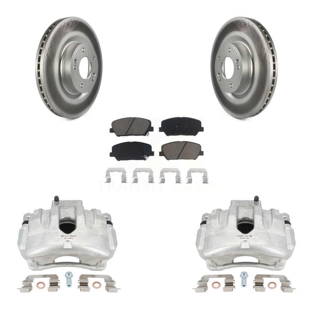 Front Disc Brake Caliper Coated Rotors And Ceramic Pads Kit For Hyundai Genesis Coupe KCG-100751C