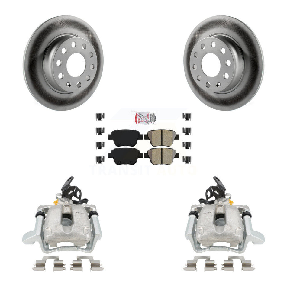 Rear Disc Brake Caliper Coated Rotors And Semi-Metallic Pads Kit For 2010 Volkswagen Jetta TDI Cup Edition with 2.0L DIESEL engine With 272mm Diameter Rotor KCG-100754N by Transit Auto