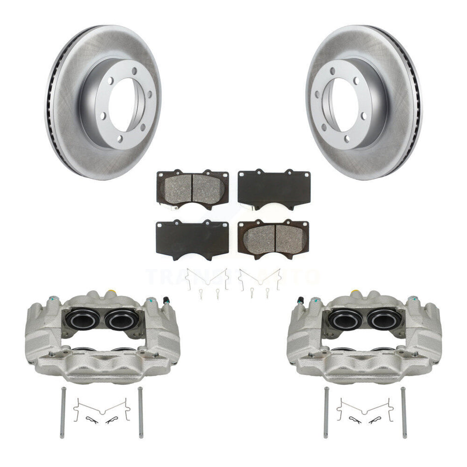 Front Disc Brake Caliper Coated Rotors And Semi-Metallic Pads Kit For Toyota Tundra KCG-100754S