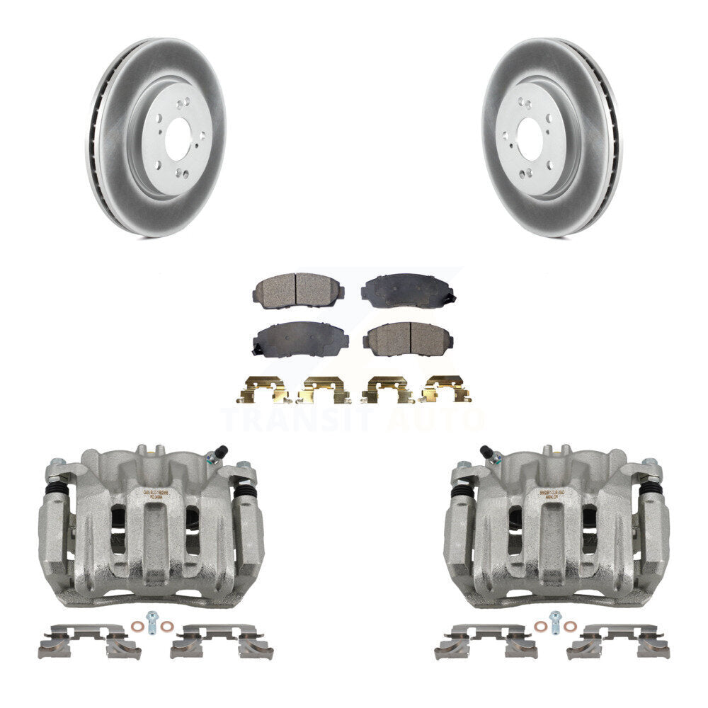 Front Brake Caliper Coat Rotor Ceramic Pad Kit For Honda CR-V Acura RDX Accord Crosstour KCG-100754T