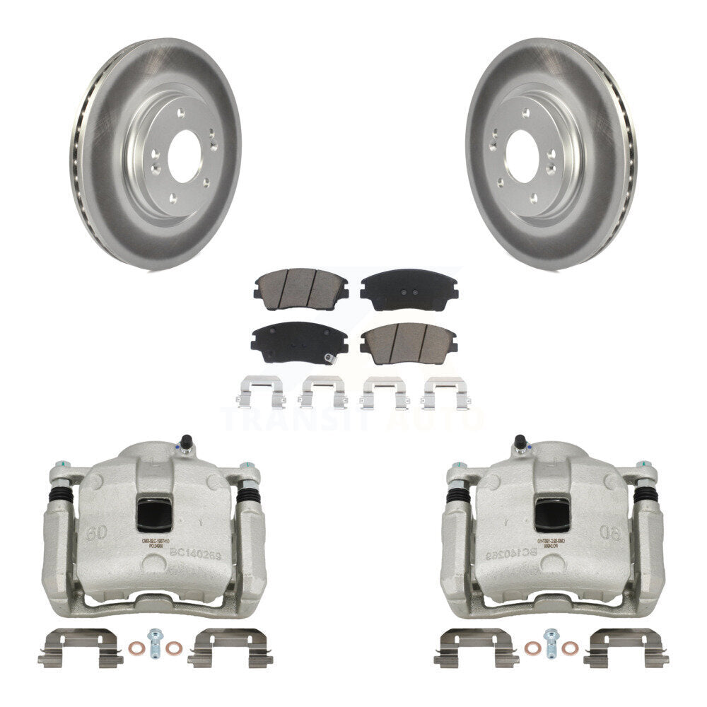 Front Disc Brake Caliper Coat Rotors And Ceramic Pad Kit For Hyundai Tucson Kia Sportage KCG-100755C