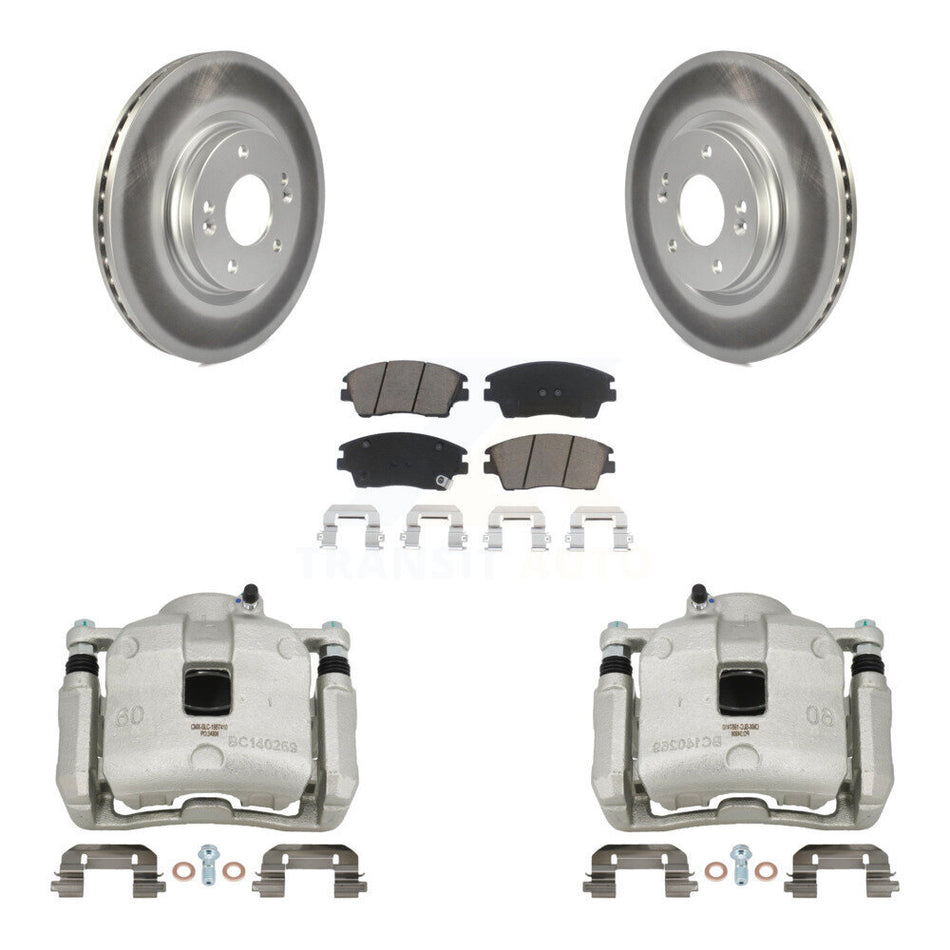 Front Disc Brake Caliper Coat Rotors And Ceramic Pad Kit For Hyundai Tucson Kia Sportage KCG-100755C