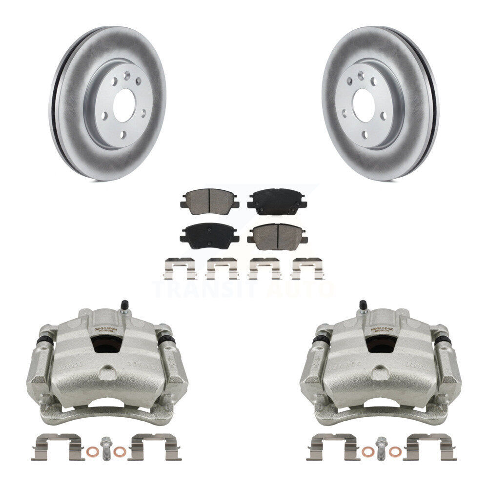 Front Brake Caliper Coat Rotors & Semi-Metallic Pad Kit For Chevrolet Cruze Bolt EV Volt KCG-100755S