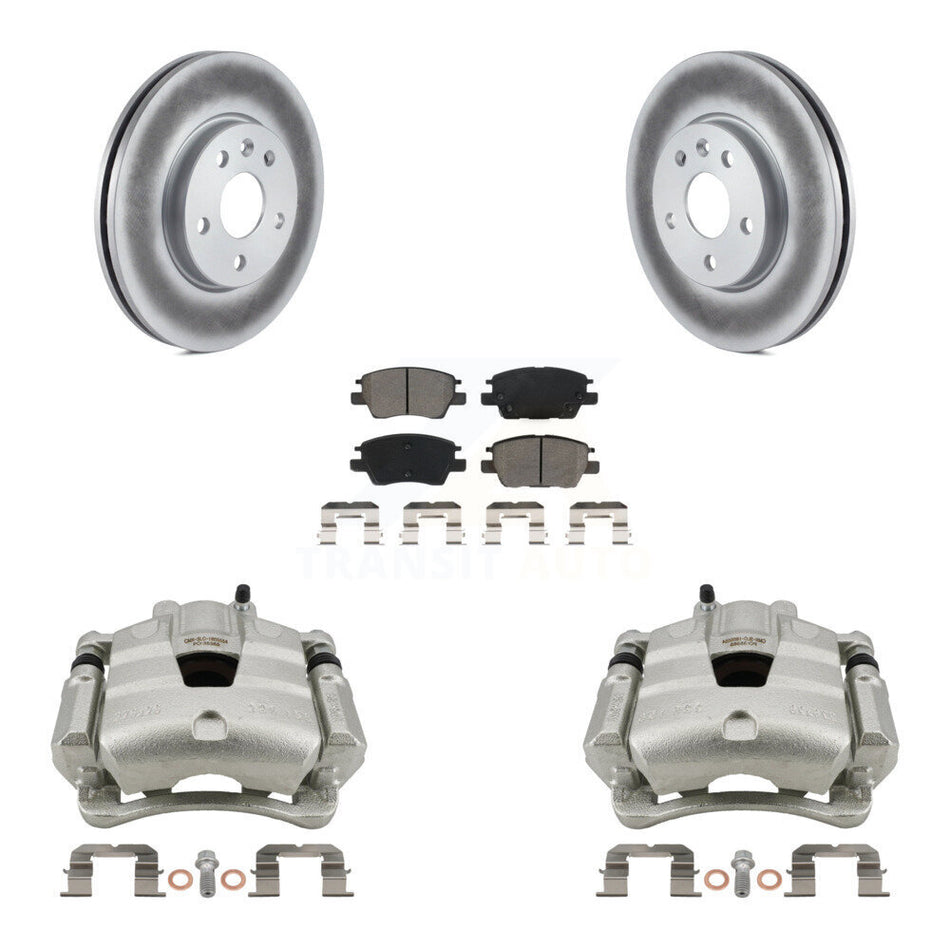 Front Brake Caliper Coat Rotors & Semi-Metallic Pad Kit For Chevrolet Cruze Bolt EV Volt KCG-100755S