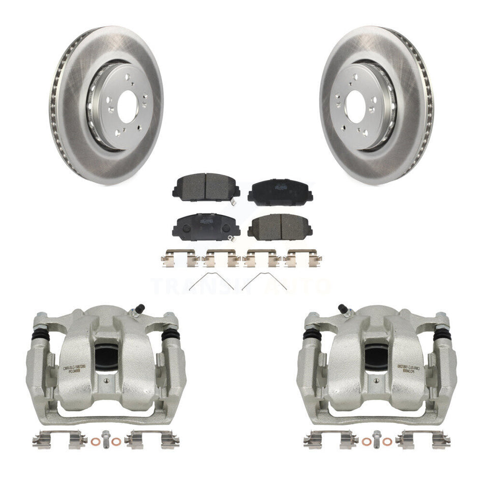 Front Disc Brake Caliper Coated Rotors And Ceramic Pads Kit For 2016-2018 Acura RDX KCG-100755T