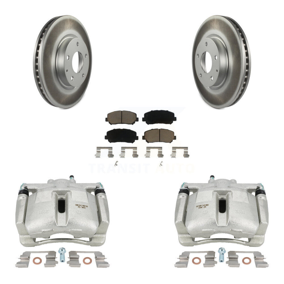 Front Disc Brake Caliper Coated Rotors And Ceramic Pads Kit For 2013-2015 Mazda CX-5 KCG-100757C