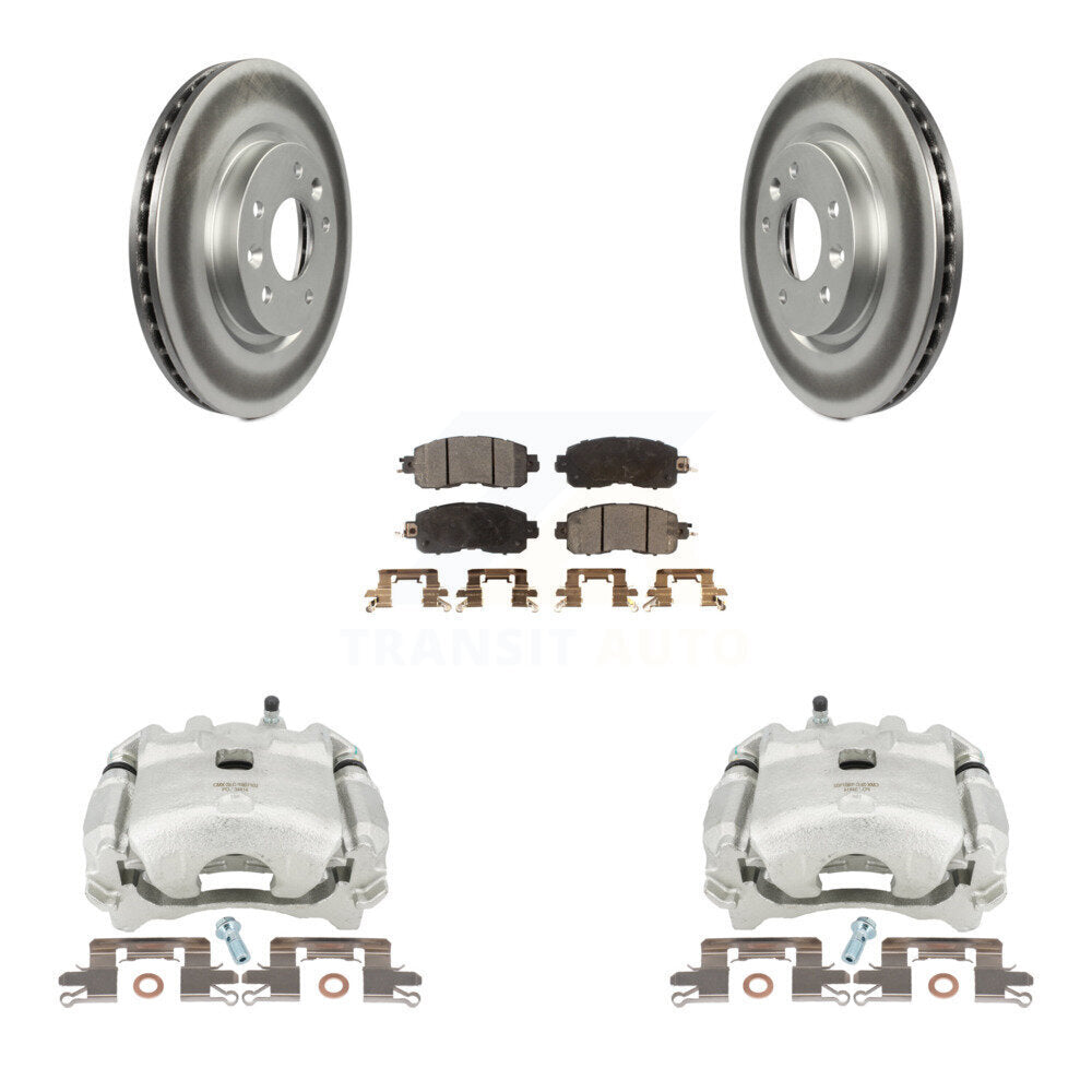 Front Disc Brake Caliper Coated Rotors And Semi-Metallic Pads Kit For Nissan LEAF KCG-100757P