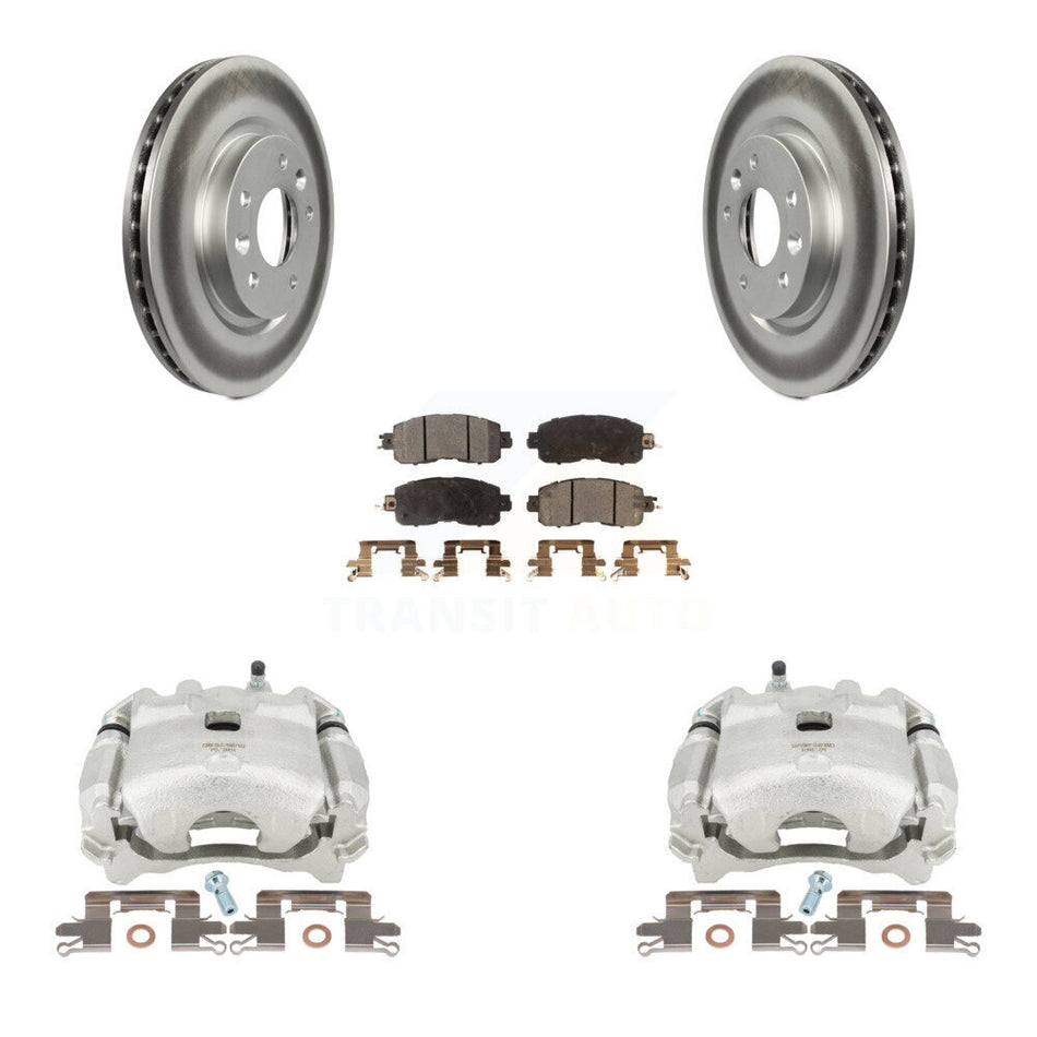 Front Disc Brake Caliper Coated Rotors And Semi-Metallic Pads Kit For Nissan LEAF KCG-100757P