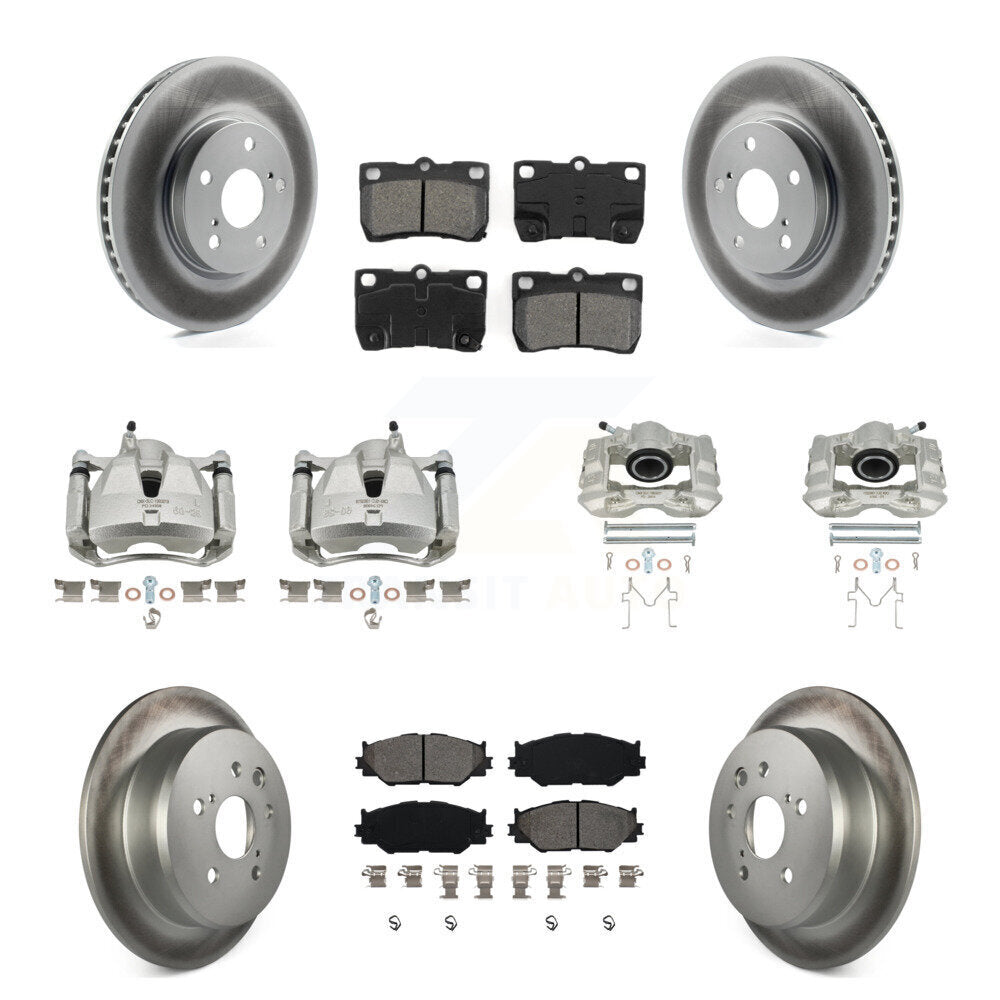Front Rear Disc Brake Caliper Coat Rotors & Semi-Metallic Pad Kit (10Pc) For Lexus IS250 KCG-100757S