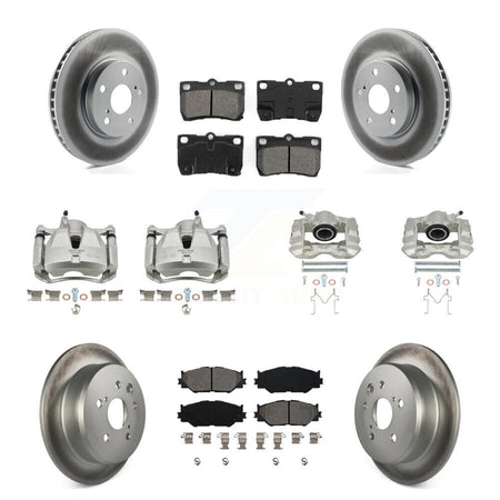 Front Rear Disc Brake Caliper Coat Rotors & Semi-Metallic Pad Kit (10Pc) For Lexus IS250 KCG-100757S