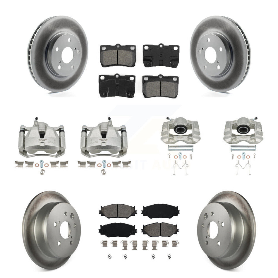 Front Rear Disc Brake Caliper Coat Rotors & Semi-Metallic Pad Kit (10Pc) For Lexus IS250 KCG-100757S