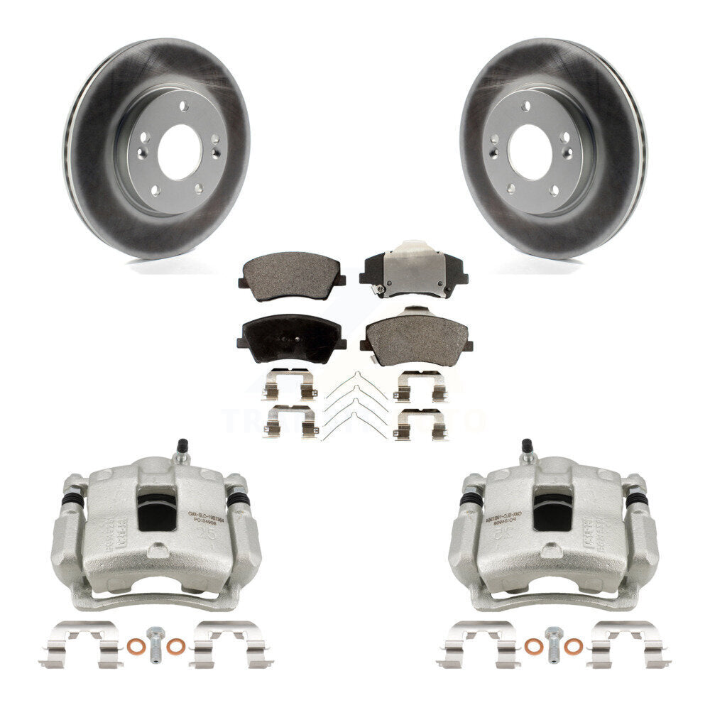 Front Disc Brake Caliper Coated Rotors And Ceramic Pads Kit For Hyundai Elantra KCG-100757T
