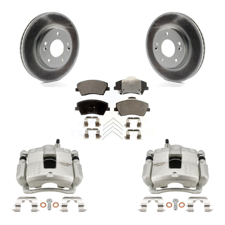 Front Disc Brake Caliper Coated Rotors And Ceramic Pads Kit For Hyundai Elantra KCG-100757T
