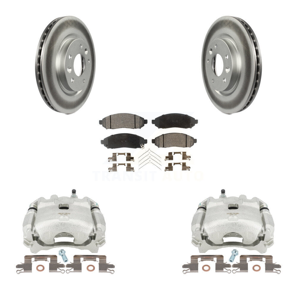 Front Disc Brake Caliper Coated Rotors And Semi-Metallic Pads Kit For Nissan LEAF KCG-100758P