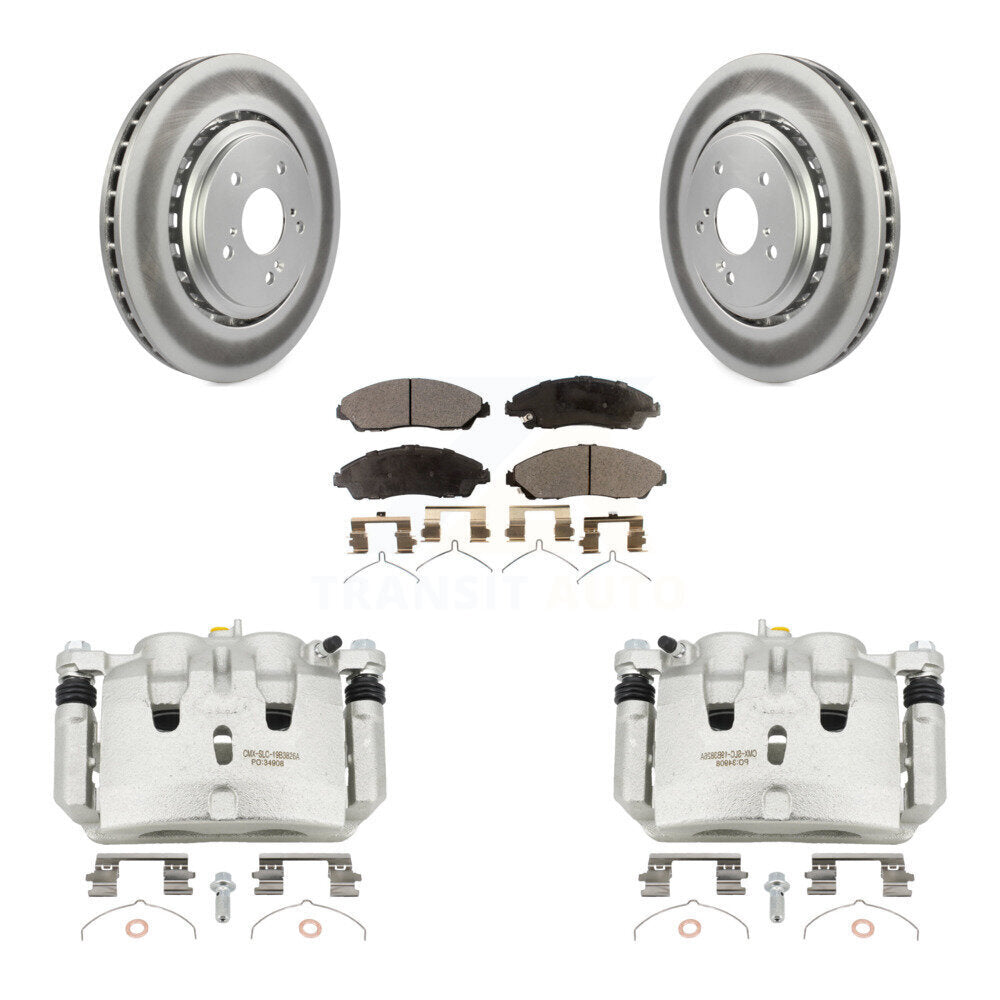Front Disc Brake Caliper Coated Rotors And Ceramic Pads Kit For 2014-2016 Acura MDX KCG-100759T