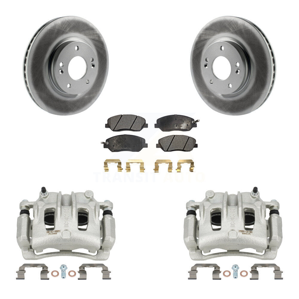 Front Disc Brake Caliper Coated Rotor And Ceramic Pad Kit For 2007-2009 Hyundai Santa Fe KCG-100760T
