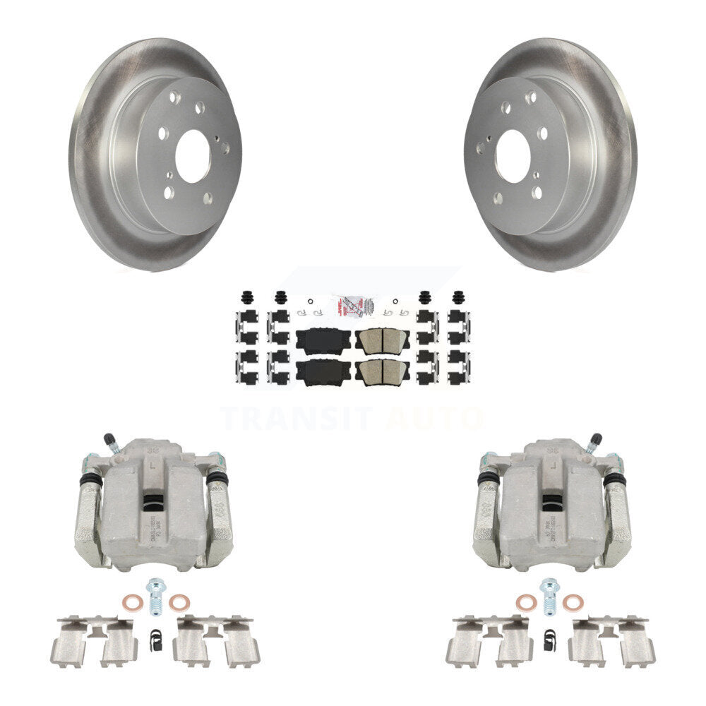 Rear Disc Brake Caliper Coated Rotors And Ceramic Pads Kit For Toyota RAV4 KCG-100761N by Transit Auto