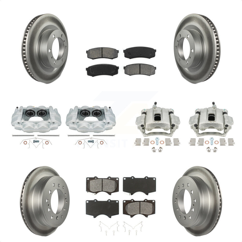 Front Rear Disc Brake Caliper Coated Rotors And Semi-Metallic Pads Kit (10Pc) For Toyota 4Runner Lexus GX460 KCG-100761S by Transit Auto