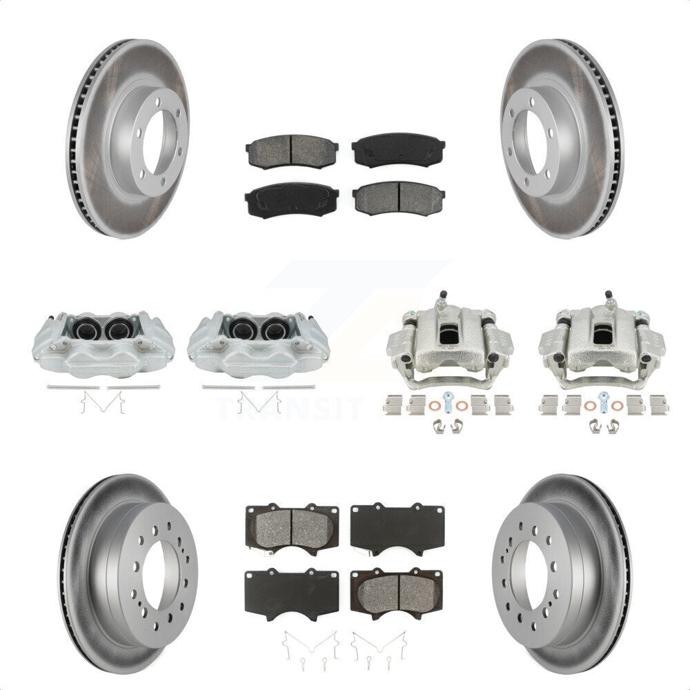 Front Rear Disc Brake Caliper Coated Rotors And Semi-Metallic Pads Kit (10Pc) For 2003-2009 Lexus GX470 KCG-100762S by Transit Auto