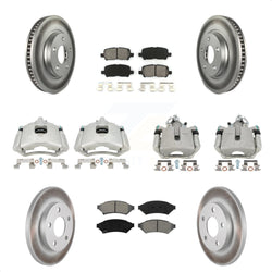 Front Rear Disc Brake Caliper Coated Rotors And Semi-Metallic Pads Kit (10Pc) For Pontiac Grand Prix Buick LaCrosse Allure KCG-100763S