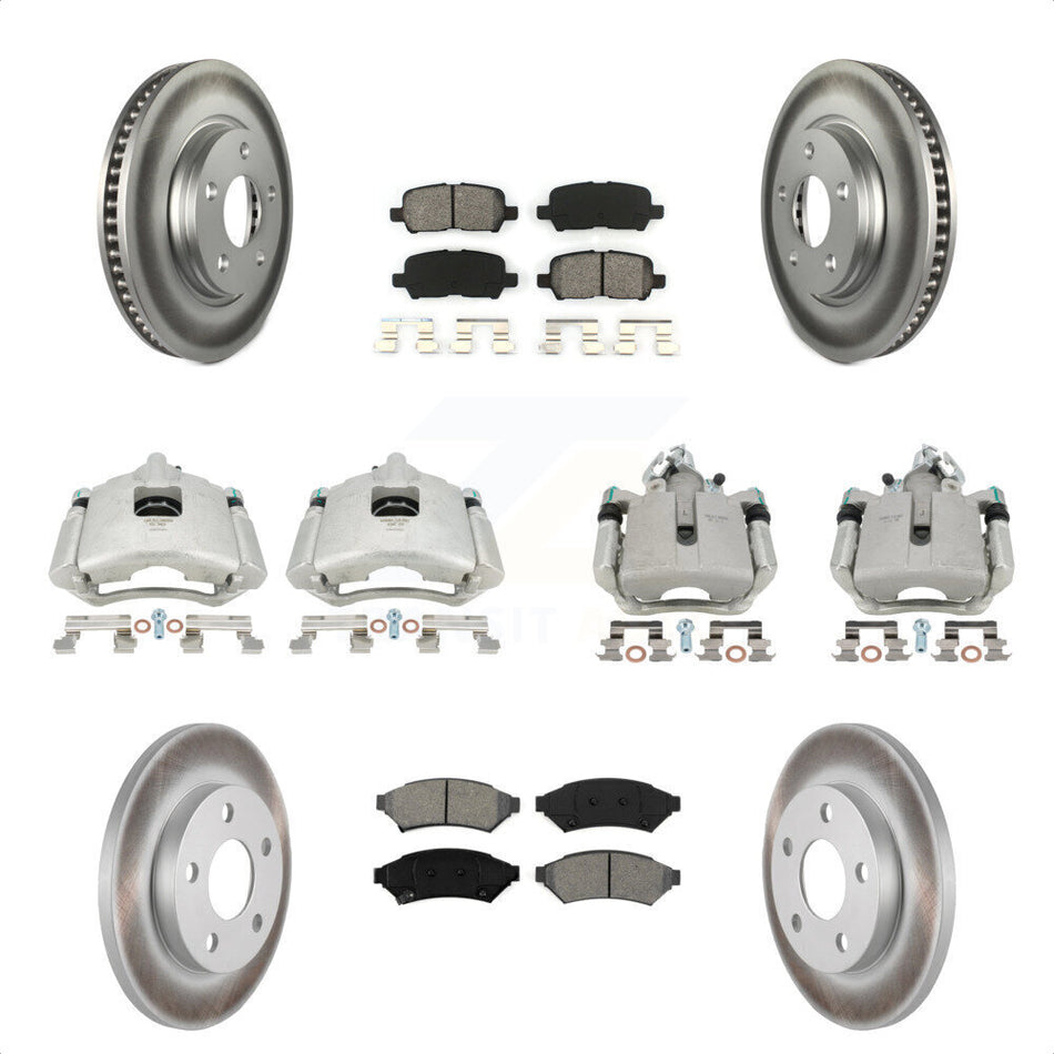 Front Rear Disc Brake Caliper Coated Rotors And Semi-Metallic Pads Kit (10Pc) For Pontiac Grand Prix Buick LaCrosse Allure KCG-100763S by Transit Auto