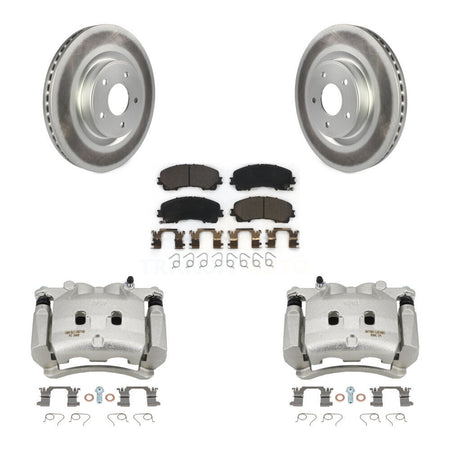 Front Disc Brake Caliper Coated Rotors And Ceramic Pads Kit For INFINITI Q50 QX50 Q60 KCG-100763T