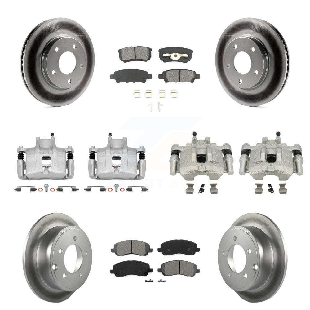 Front Rear Brake Caliper Coat Rotor & Semi-Metallic Pad Kit (10Pc) For Mitsubishi Lancer KCG-100765S