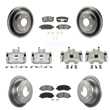 Front Rear Brake Caliper Coat Rotor & Semi-Metallic Pad Kit (10Pc) For Mitsubishi Lancer KCG-100765S