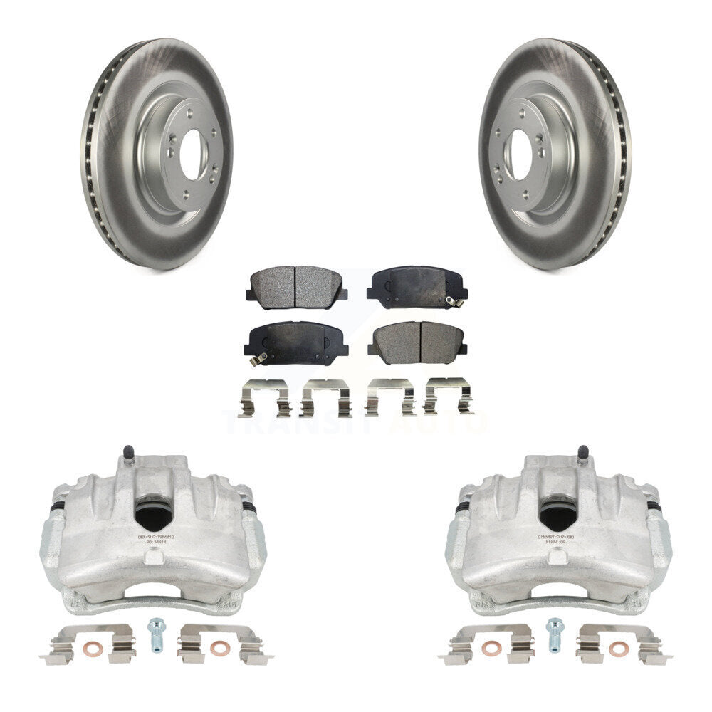 Front Disc Brake Caliper Coated Rotors And Ceramic Pads Kit For Hyundai Genesis Coupe KCG-100766T