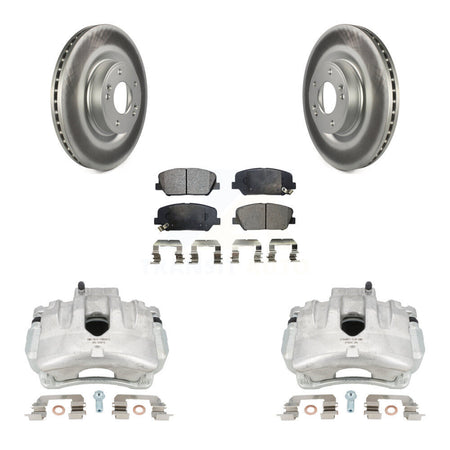 Front Disc Brake Caliper Coated Rotors And Ceramic Pads Kit For Hyundai Genesis Coupe KCG-100766T