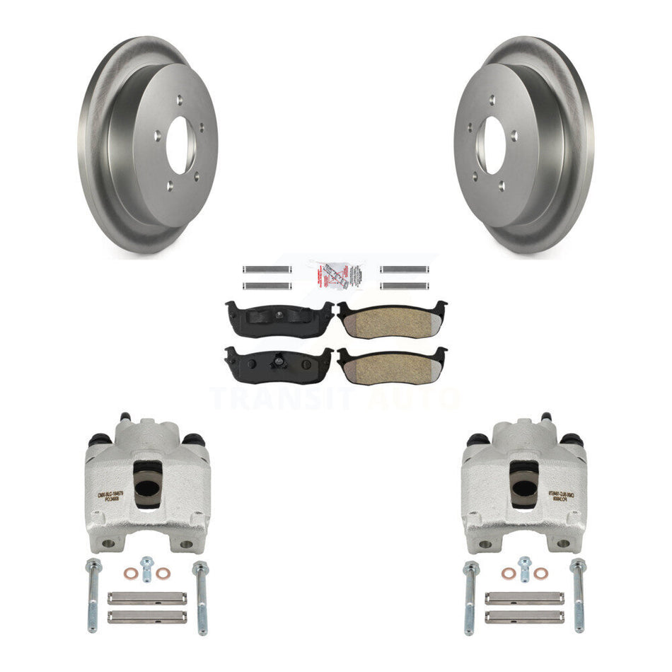 Rear Disc Brake Caliper Coated Rotors And Semi-Metallic Pads Kit For Lincoln Blackwood KCG-100767N