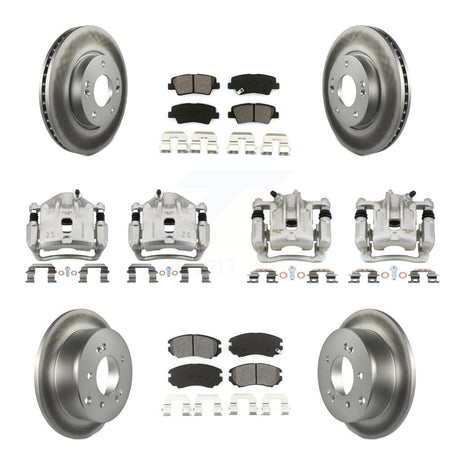 Front Rear Brake Caliper Coat Rotors Semi-Metallic Pad Kit (10Pc) For 2012-2013 Kia Soul KCG-100768S