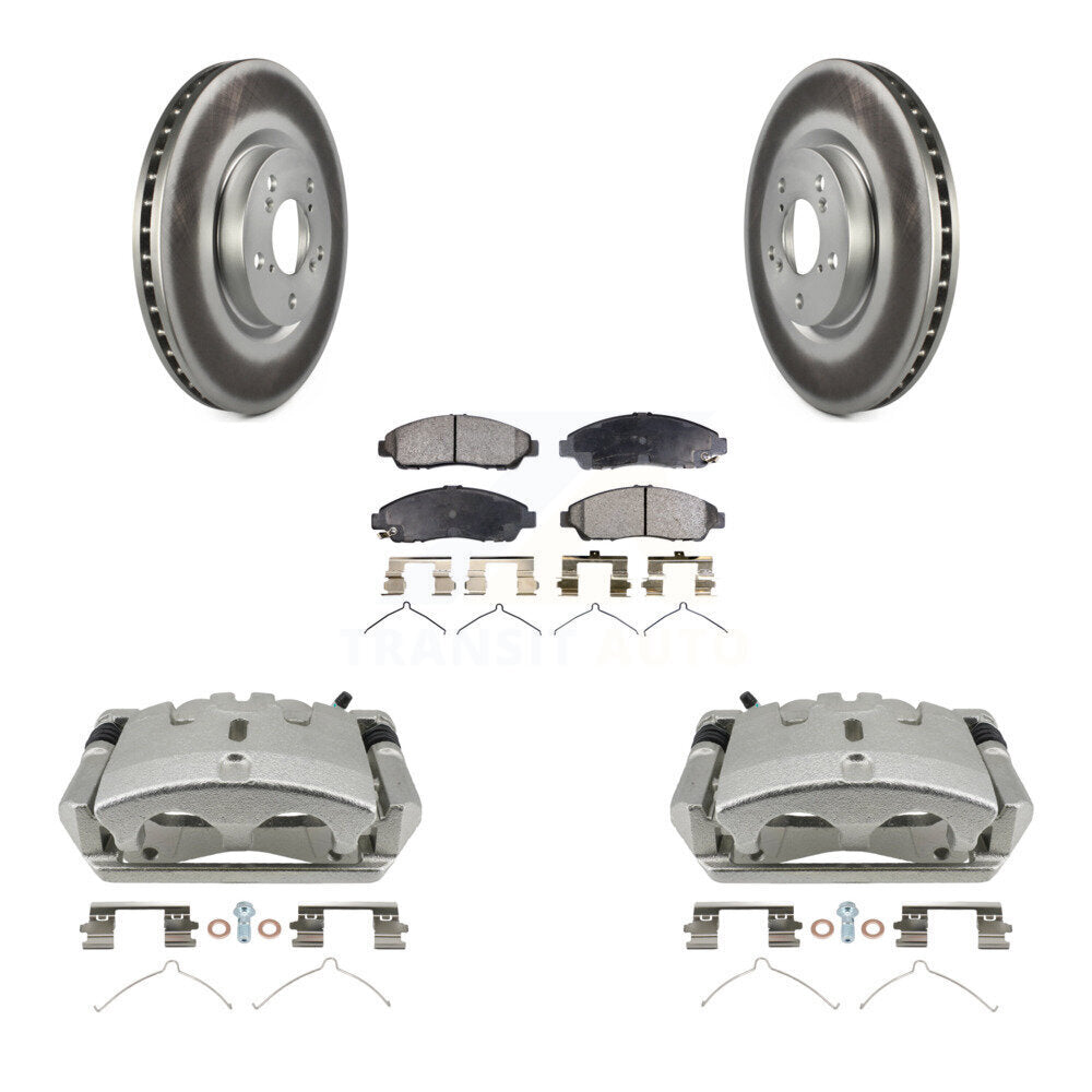 Front Disc Brake Caliper Coated Rotors And Ceramic Pads Kit For 2009-2015 Honda Pilot KCG-100768T