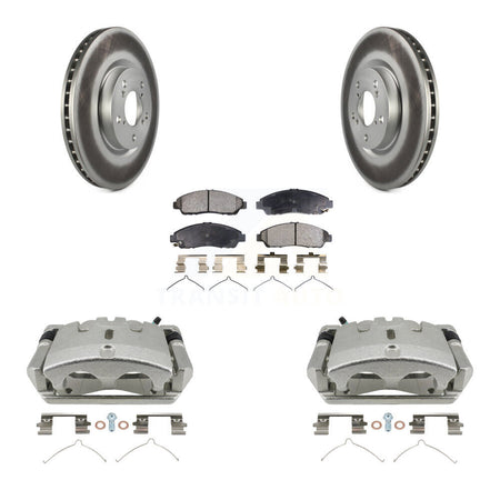 Front Disc Brake Caliper Coated Rotors And Ceramic Pads Kit For 2009-2015 Honda Pilot KCG-100768T