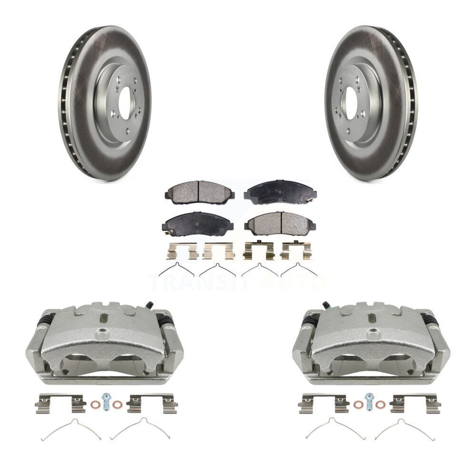 Front Disc Brake Caliper Coated Rotors And Ceramic Pads Kit For 2009-2015 Honda Pilot KCG-100768T