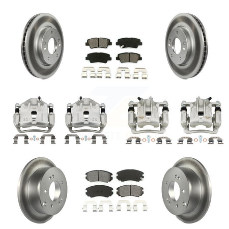 Front Rear Brake Caliper Coat Rotor Semi-Metallic Pad Kit (10Pc) For 10-11 Kia Soul 2.0L KCG-100769S