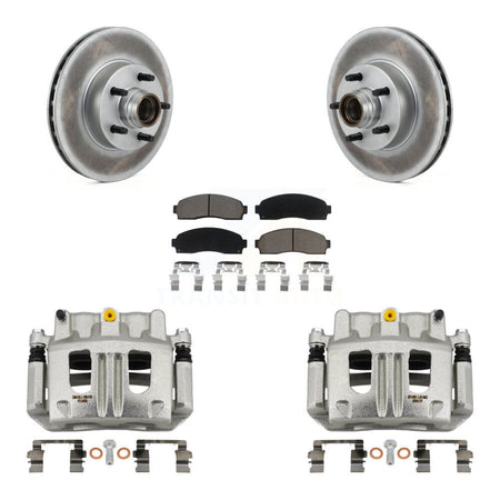 Front Disc Brake Caliper Coated Rotors And Ceramic Pad Kit For 2010-2011 Ford Ranger RWD KCG-100770C
