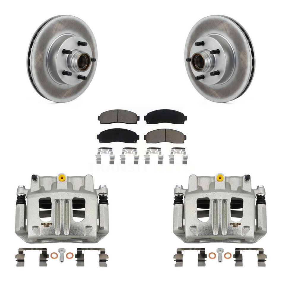 Front Disc Brake Caliper Coated Rotors And Ceramic Pad Kit For 2010-2011 Ford Ranger RWD KCG-100770C