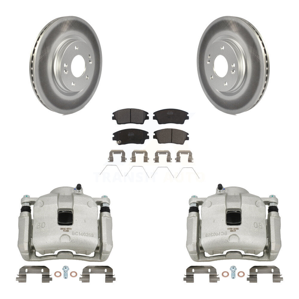 Front Disc Brake Caliper Coat Rotors And Ceramic Pad Kit For Hyundai Tucson Kia Sportage KCG-100770T